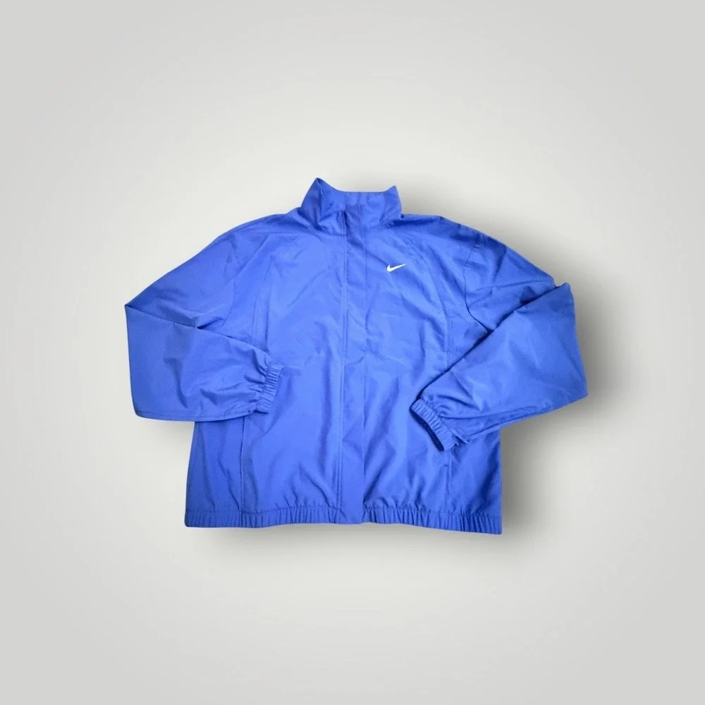 Nike One Dri-FIT Windbreaker Jacket Women Medium Blue Full Zip Athletic Sports